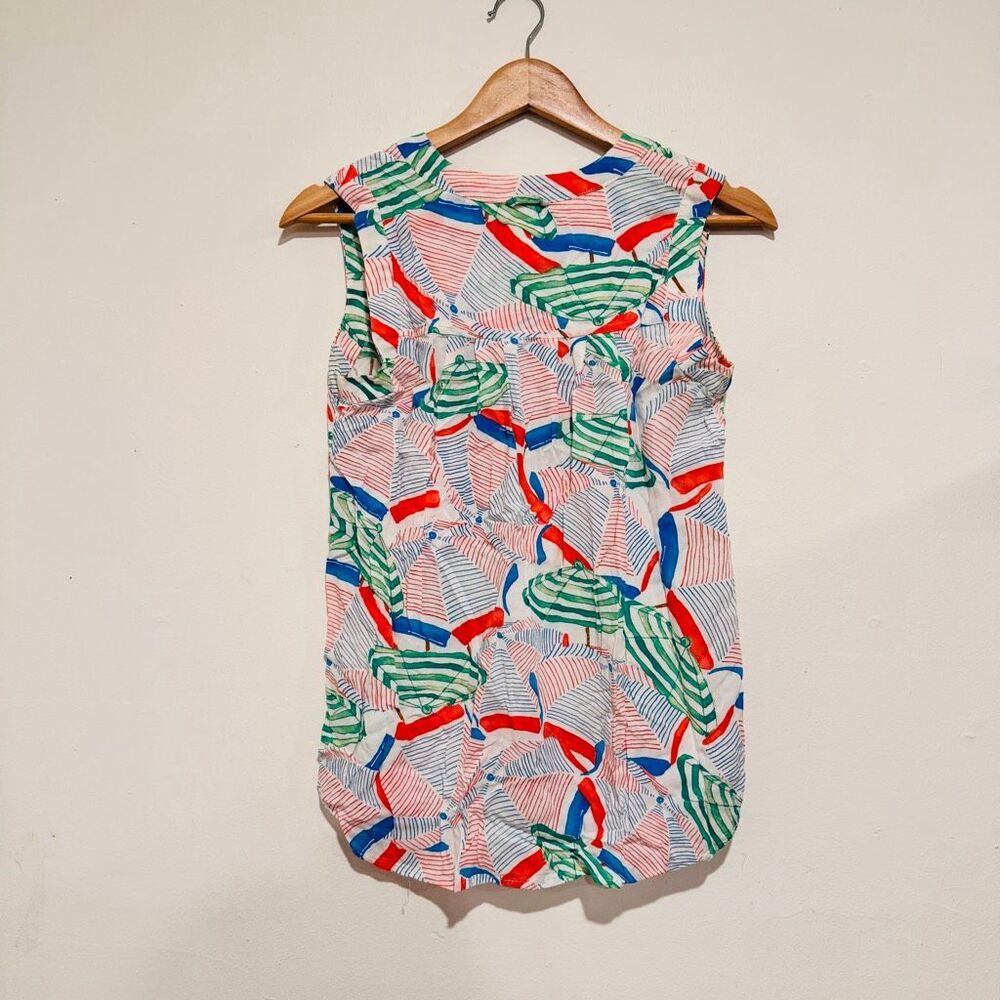 Anthropologie Maeve Art Abstract Tank Top Button Front Size Zero - Picture 3 of 3
